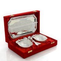 Manufacturers Exporters and Wholesale Suppliers of SS Silver Plated Tray Bowl Set Bengaluru Karnataka